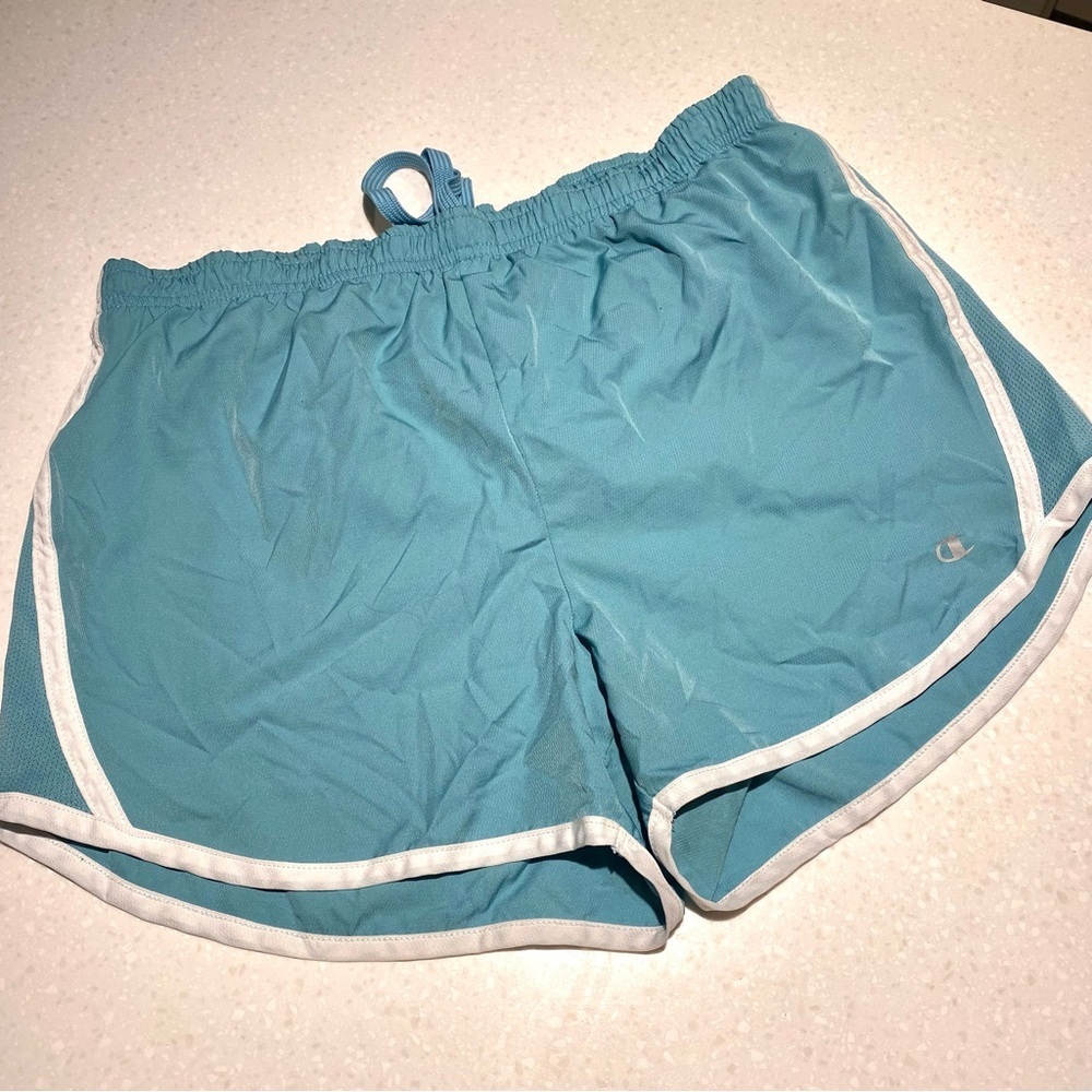 Champions athletic shorts in blue perfect for lounging or workouts
